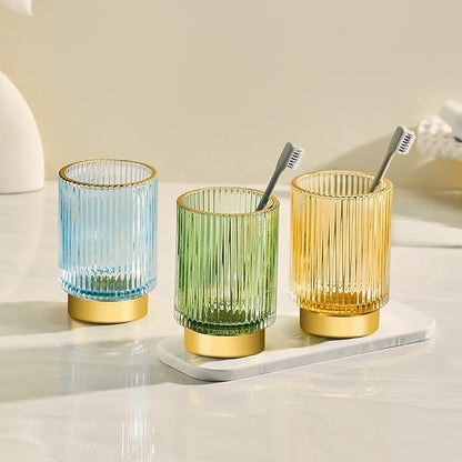 Makeup Brush Holder Organizer,Toothbrush Holders,Desk Pen Pencil Holder,Multifunctional Vintage Glass Brush Cup（S/White/A3-14-US）