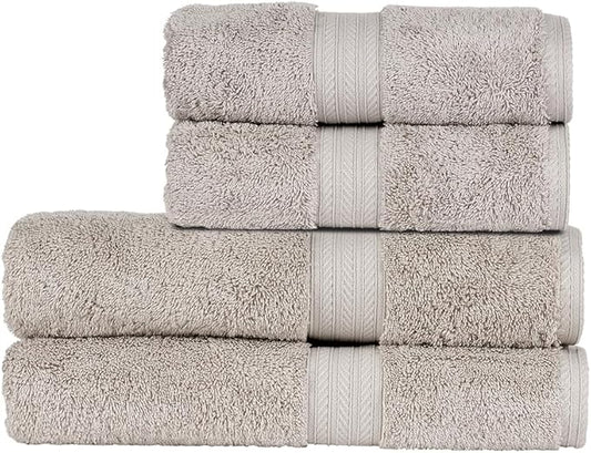 Christy Renaissance 4 Piece Gray Towel Set | 100% Egyptian Cotton | Luxury Bathroom Towels | Soft and Super Absorbent | 675 GSM | 2 Bath 2 Hand | Dove Gray