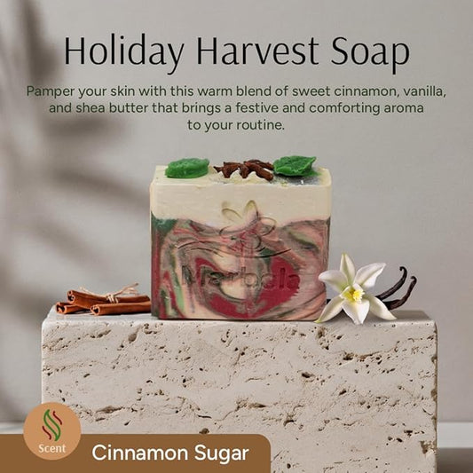 Marbela Cosmetics Holiday Harvest Handmade Soap Bar - Made in USA, Vegan Friendly, Palm Oil Free, Natural Bar Soap - Gentle Face & Body Soap for Daily Skin Care, Moisturizing & Nourishing - 3.5 oz