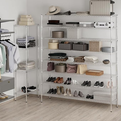 18" Deep x 72" Wide x 86" Height Wire Shelving Kit | 8-Tier | NSF Commercial Storage Rack Unit