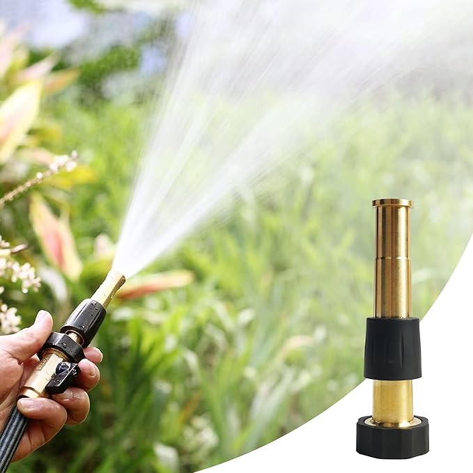 Hourleey 2 Pcs 5" Heavy Duty Brass Nozzles, Brass Jet Sweeper Garden Hose Nozzle, 3/4" GHT Nozzles for Garden Watering, Car and Pet Washing