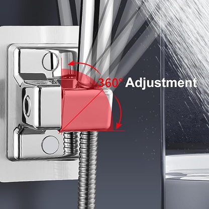 360° Adjustable Shower Head Holder, Handheld Shower Head Holder with Strong Adhesive, Waterproof, No Drill Wall Mount with Adhesive Hooks for Bathrooms, Heavy Duty Hooks for Walls