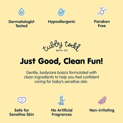 Tubby Todd's Baby Body Wash and Lotion Set - Gentle, Hypoallergenic Skincare for Newborns & Toddlers - 25oz, Lavender Rosemary