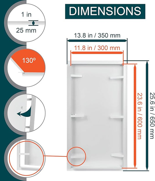 12" x 24" White Metal Access Panel. Service Shaft Door Panel. Plumbing, Electricity, Heating, Alarm Wall Access Panel for Drywall. Bathroom Services Access Hole Cover.
