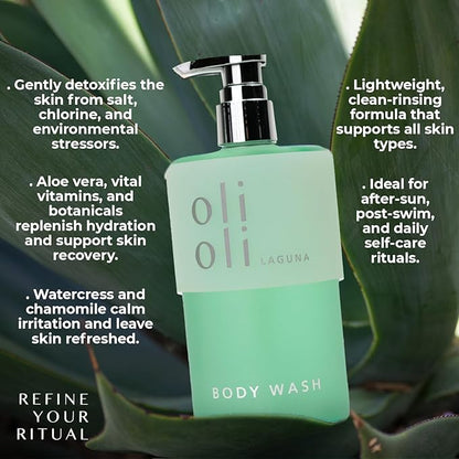 OLIOLI Revitalizing Body Wash 15.2oz | Detoxifying Aloe Vera with Pro-Vitamin B5 & Botanicals | Daily Hydrating Cleanser for All Skin Types | Deep Cleansing Body Wash for Dry & Sensitive Skin