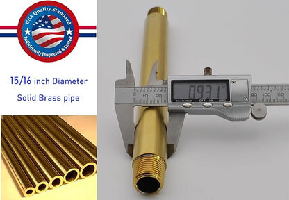Aquaiaw Shower Arm and O-Ring Flange, 3 inch, Solid Brass, Round, Both Soldered 1/2 NPT Tapered Threads, Straight Shower Arm Extension, Ceiling Shower Head Arm for Rainfall Shower (Matte Brushed Gold)
