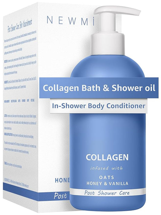 New Miuz Collagen InShower Body Conditioner Natural Post Shower Care Moisturizer for Body Legs Nourishing Bath Oil Oatmeal Honey Vanilla Self care Spa Gift
