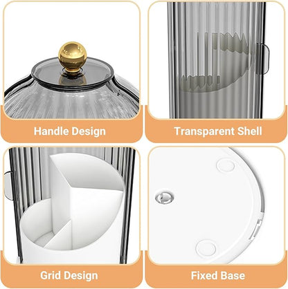 Birdcage-Style Concealed Toothbrush Holder Sliding Lid Bathroom Counter Organizer Tooth Brush Holder for Bathroom 360 Rotating Waterproof Dustproof Makeup Brushes Storage for Vanity (Black)