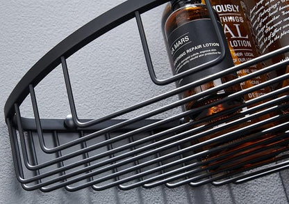Bathroom Corner Shower Caddy Organizer, Corner-Hollow Design, SUS304 Stainless Steel Heavy Duty Rust-Proof Bathroom Shelf Organizer Holder, Wall Mounted Storage Rack, Matte Black