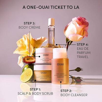 OUAI Body Cleanser Travel Size, Melrose Place - Foaming Body Wash with Jojoba Oil & Rosehip Oil to Hydrate, Balance & Soften Skin - Paraben, Phthalate, Sulfate Free Skin Care Products (3 Fl Oz)