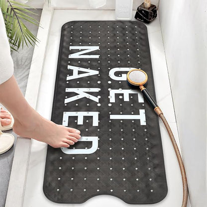 Bathtub Mat Non Slip, Get Naked Extra Long Bath tub Mat Shower Floor Mat with Suction Cups and Drain Holes for Adults Kids Elderly 40 X 16 Inch