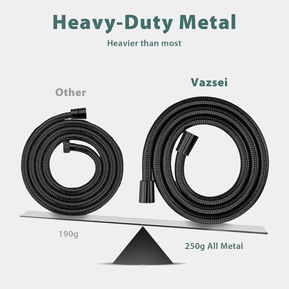 Shower Hose Replacement For Cleaning 304 Stainless Steel Shower Head Hoses 59 Inches High Pressure Bidet Hose Flexible Rose Gold Extension Showerhead Hoses Extra Long (Black, 48 In)
