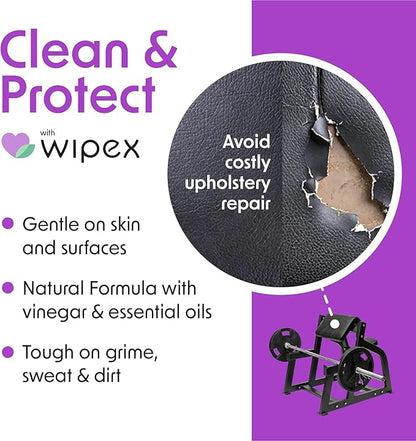 Wipex Gym Wipes - Natural Fitness Equipment Wipes, Plant-Based Cloth with Lavender & Vinegar, All-Purpose Cleaner - Safe to Use on Peloton Bikes & Yoga Mats, 400 Count