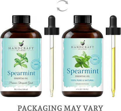 Handcraft Blends Spearmint Essential Oil – Huge 4 Fl Oz – 100% Pure and Natural – Premium Grade Essential Oil for Diffuser and Aromatherapy, Skin, Massage, Candle and Soap Making Fragrance
