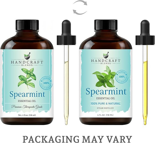 Handcraft Blends Spearmint Essential Oil – Huge 4 Fl Oz – 100% Pure and Natural – Premium Grade Essential Oil for Diffuser and Aromatherapy, Skin, Massage, Candle and Soap Making Fragrance