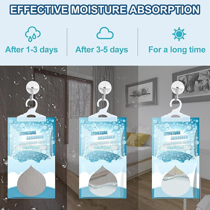 Moisture Absorbers Packets - Hanging Moisture Absorbers Dehumidifier Bags for Closet Bathroom Kitchen, Fragrance Free Humidity Absorber Packs, Removes Moisture & Odors, 12 Pack