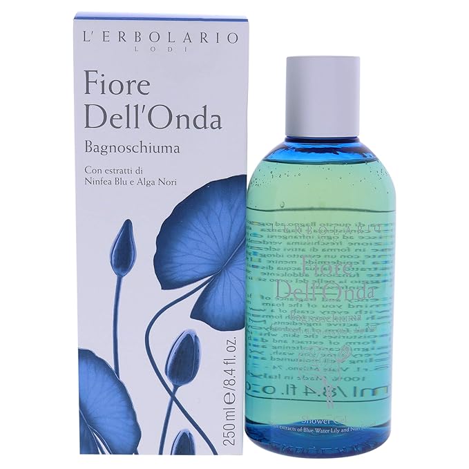 L'Erbolario Shower Gel – Moisturizing Body Wash with Sea Minerals – Toning and Protecting Body Soap for Soft, Velvety Skin - Fiore Dell’Onda - 8.4 oz