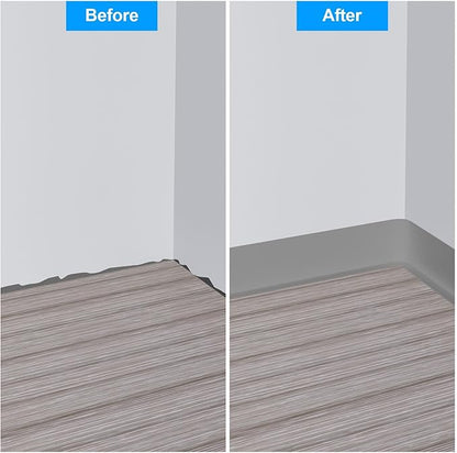 Duzzy Flexible Baseboard Molding Trim, 5 Inch(W) x 20 Feet(L) Peel and Stick Rubber Wall Trim Molding, Self-Adhesive Vinyl Wall Base Cove Base (Grey)