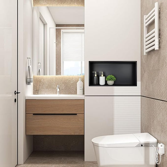 12" X 24" Shower Niche Insert Tile Ready, Niche for Shower Wall, Stainless Steel Recessed Shelf No Tile Needed for Bathroom Storage, Matte Black
