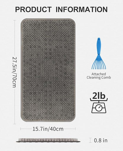 OTHWAY Non Slip Grassy Bathtub Mat : 27.5X15.7 inches Sturdy But Soft Bath Mat_Quick Drain Shower Floor Mat with Soft Bristles for Scrubbing Feet (Dark Grey)