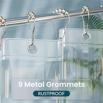 Titanker Plastic Shower Curtain Liner, Clear Shower Liner PEVA 54x72 Lightweight Waterproof Shower Curtains for Bathroom with Magnets and Rustproof Grommets