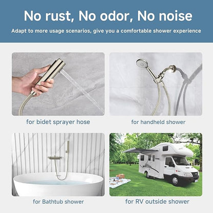 Shower Hose Extra Long 304 Stainless Steel Handheld Showerhead Hoses,Anti Winding Interface,With Brass Insert And Nut-durable ＆ Flexible Rv Shower Hose Replacement (Brushed Nickel, 23 Inches)