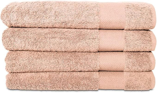 Hencely Premium Bath Towel Set of 4-28x58 Inches - High Absorbency, Quick Drying - 100% Soft Turkish Cotton Towels - Ideal for Home, Bathroom, Hotel, Spa, and Gym - Peach