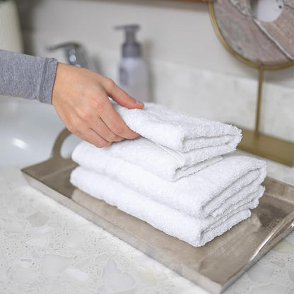 Hawmam Linen White Hand Towels for Bathroom, Set of 4, 16x29 Inch, Premium Turkish Cotton, Highly Absorbent Hotel Collection, Blissful Luxury Spa Feel, White Towels