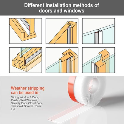 Shower Door Seal Strip, 36ft Silicone Door Frame Sealing Strip for Glass Doors, Bottom & Side Door Gap Filler, 2 Inch Wide Shower Glass Door Seal