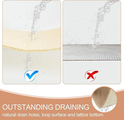 Joyhalo Shower Mats for Showers Anti Slip for Elderly, 32'' x 24'' Non Slip Bath Mat for Inside Shower, Bath Tub Mats for Bathroom Non Slip for Shower, PVC Loofah Bathroom Mats, Beige