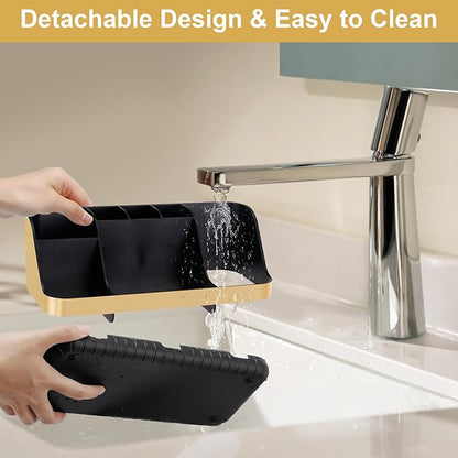 Gold Toothbrush Holders for Bathrooms Countertop Organizer - Detachable 7 Slots Electric Toothbrush and Toothpaste Holder, Kids Organization and Storage, Restroom Accessories Vanity Stuff