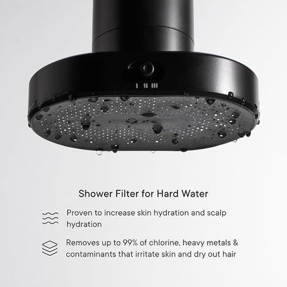 Qure Shower Filter Head for Hard Water, healthier Hair, Skin & Nails, Reduces 99% Chlorine, High Pressure Showerhead, Improve your Beauty and Skincare Routine, Dermatologist-approved - Black