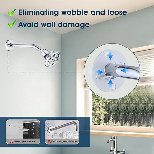 10 Inch Shower Arm with Flange and Stabilizer Bracket, Wall Mounted Shower Pipe Arm 304 Stainless Steel For Fixed Shower Head & Handheld Showerhead, Chrome