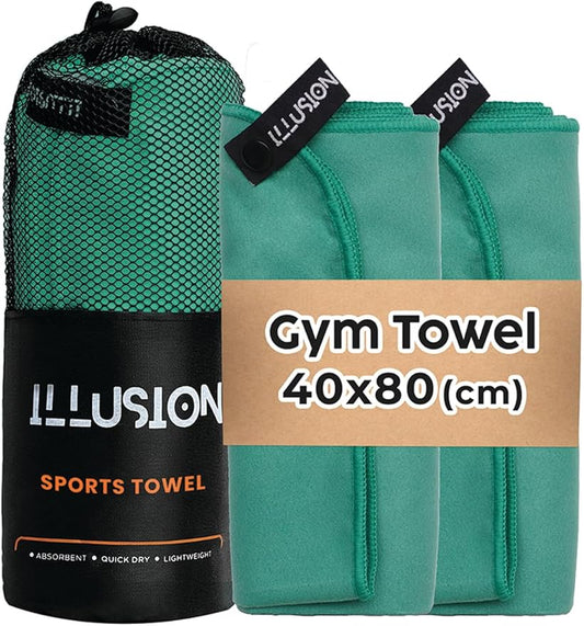 illusion Small Microfiber Gym Towels for Men and Women Active Sports (32" L x 16''W)-Lightweight Quick Dry Gym Towel for Sweat-Workout Towels Ideal for Yoga, Camping, Running, and Outdoor Activities