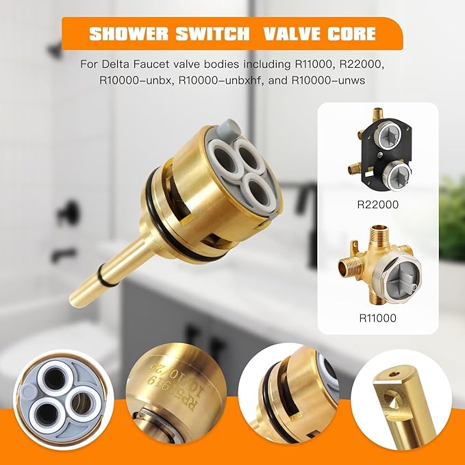 RP51919 6 Setting Diverter Cartridge Fit for Delta R11000 R22000 Faucet Valve Replacement Trim Kit, 6 Way Shower Diverter Parts, Leak-Resistant Design