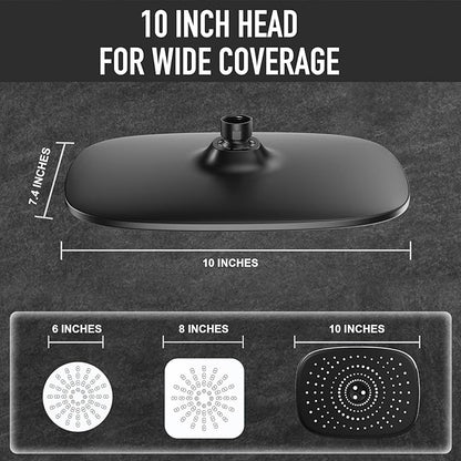 Veken 10 Inch Rain Shower Head with Handheld, High Pressure Rainfall Showerhead Combo with 5 Handheld Water Spray Modes for Bathroom Accessories, Home Decor, Detachable Dual Shower Heads, Matte Black
