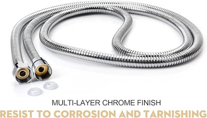 Shower Hose Extra Long 118 Inches Brushed Chrome Handheld Shower Head Hose with Brass Insert and Nut - Lightweight and Flexible