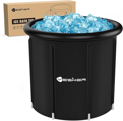 Yesker 126 Gal Ice Bath Tub with Air Ring, Portable Multi-Layered Cold Plunge Tub with Lid for Athletes, Foldable and Inflatable, One Person Hot Bathtub at Gym, Yard, Home, Outdoors Use