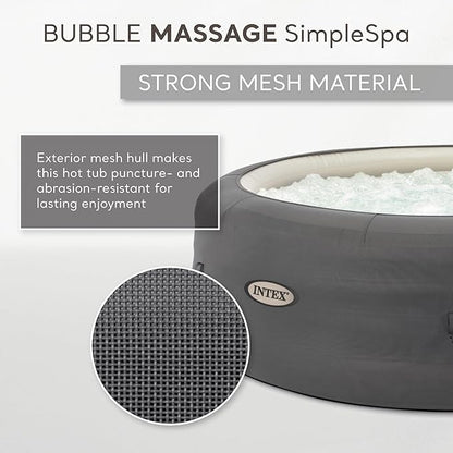INTEX SimpleSpa Inflatable Hot Tub, 6 Person Jet Massage Spa with Built-in Pump and Cover - Portable Outdoor Tub with Bubble Jets for Home, Backyard, and Patio