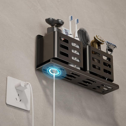 Aluminum Toothbrush Holder Self-Adhesive Hanging Bracket Shower Toothbrush Razor Holder Suitable for Toothbrush, Toothpaste, Razor and Comb etc Bathroom Storage
