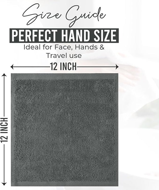 DAN RIVER 24 Pack Wash Cloths for Showering [12x12] - 100% Cotton Washcloths Premium Quality Flannel Face Cloths for Bathroom, Highly Absorbent and Soft Feel Wash Clothes, Gray