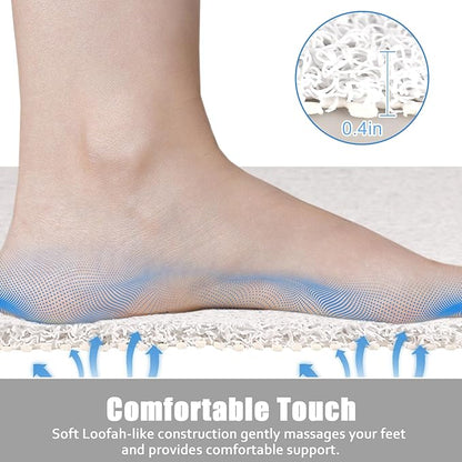 Square Shower Mat Non Slip: 27x27 Inch Extra Large Shower Floor Mat with Drain Hole in Middle - Soft PVC Loofah Bath Mat for Shower - Anti Slip Shower Stall Mat for Elderly and Kids