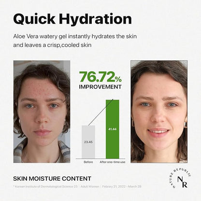 Nature Republic MILD & MOISTURE ALOE VERA WATERY GEL (2 PCS) Quick Hydration & fast absorbing non-sticky texture, Aftersun & Aftershave, Moisturizing Face Skin & Hair,korean skin care All Skin Types