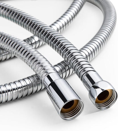 OFFO Shower Hose High Flow 0.43” Large Bore, 48 in Kink Free Stainless Steel Shower Head Hose Replacement G1/2”, Leak-proof Extra Long Flex Handheld for Pet Bathing Cleaning, Chrome