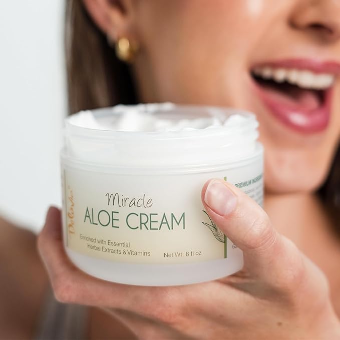 Deluvia Miracle Aloe Cream | Face & Body Moisturizer with Vitamin E & Organic Aloe Vera | Hydrating, Soothing for Dry Skin | Psoriasis, Eczema - 2 oz Compact Travel Size