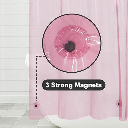 Barossa Design Clear Pink Long Shower Curtain Liner 78" Height - 3 Magnets & Waterproof Lightweight PEVA Shower Liner for Bath Tub, PVC Free, Metal Grommets, Clear Pink, 72x78