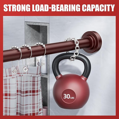 Ausemku Shower Curtain Rod Tension - 26-76 Inch Never Rust Non-Slip Spring Tension Curtain Rod No Drilling Stainless Steel Curtain Rod Use Bathroom Kitchen（Brown）