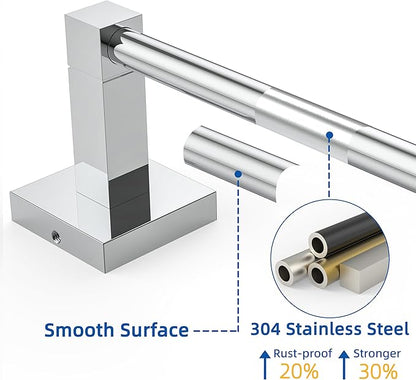 RUACQ Towel Bar 18inch, Towel Racks for Bathroom, 304 Stainless Steel Towel Holder Wall Mounted, Heavy Duty Bathroom Decor Towel Rod (Chrome)