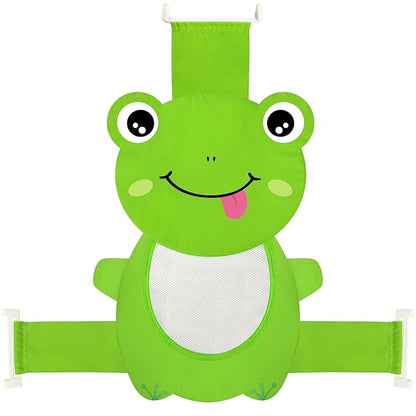 Baby Bath Seat Support Net, Quick Drying, Adjustable, Comfortable, Non-Slip, Infant Bathtub Sling Shower Mesh for a Tub, Soft Newborn Bath Mat (Green Frog)