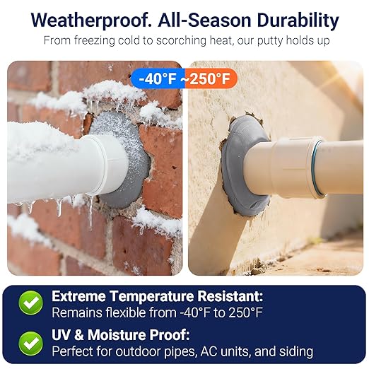 Moldable Waterproof Silicone Putty for Bathroom Wall & Pipe Gaps, Reusable & Pliable Repair Sealant (Light Grey)